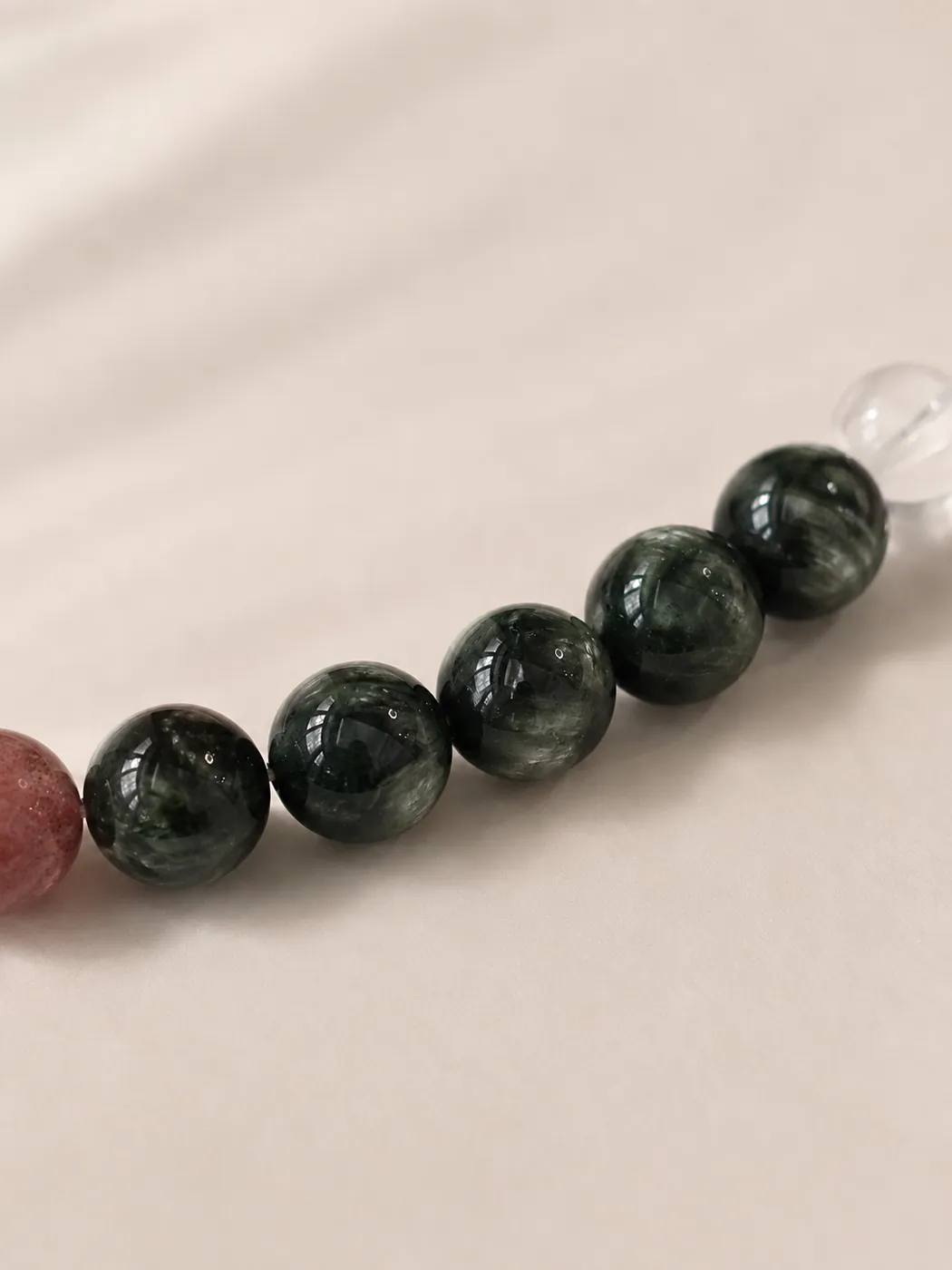 Autumn Ember Mixed-Bead Bracelet, craft detail, showing its distinctive color story