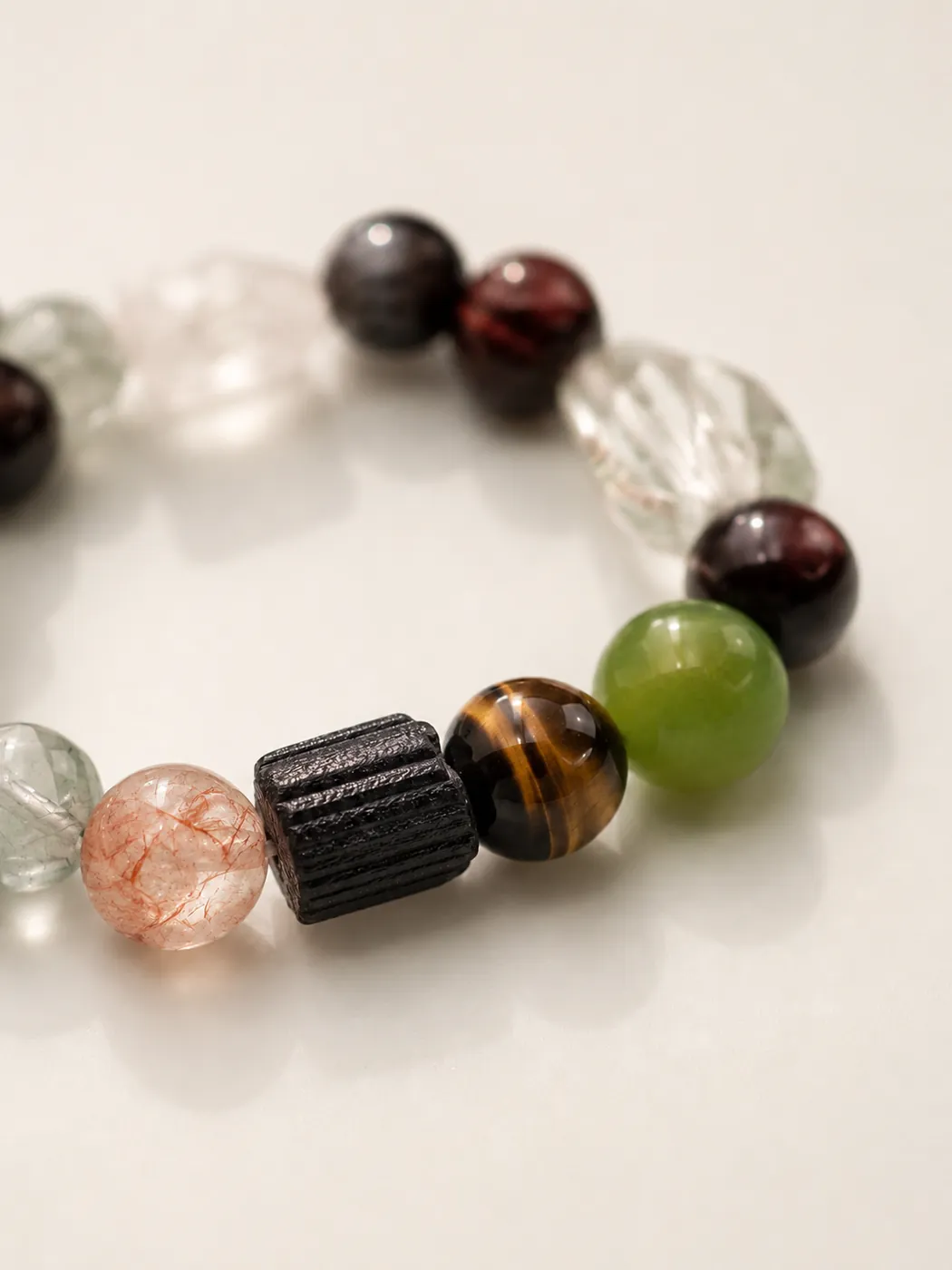 Earth & Ember Crab Charm Bracelet, color and texture detail, showing its distinctive color story