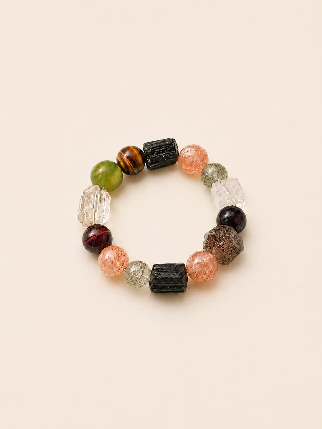 Earth & Ember Crab Charm Bracelet, front view, showing its distinctive color story