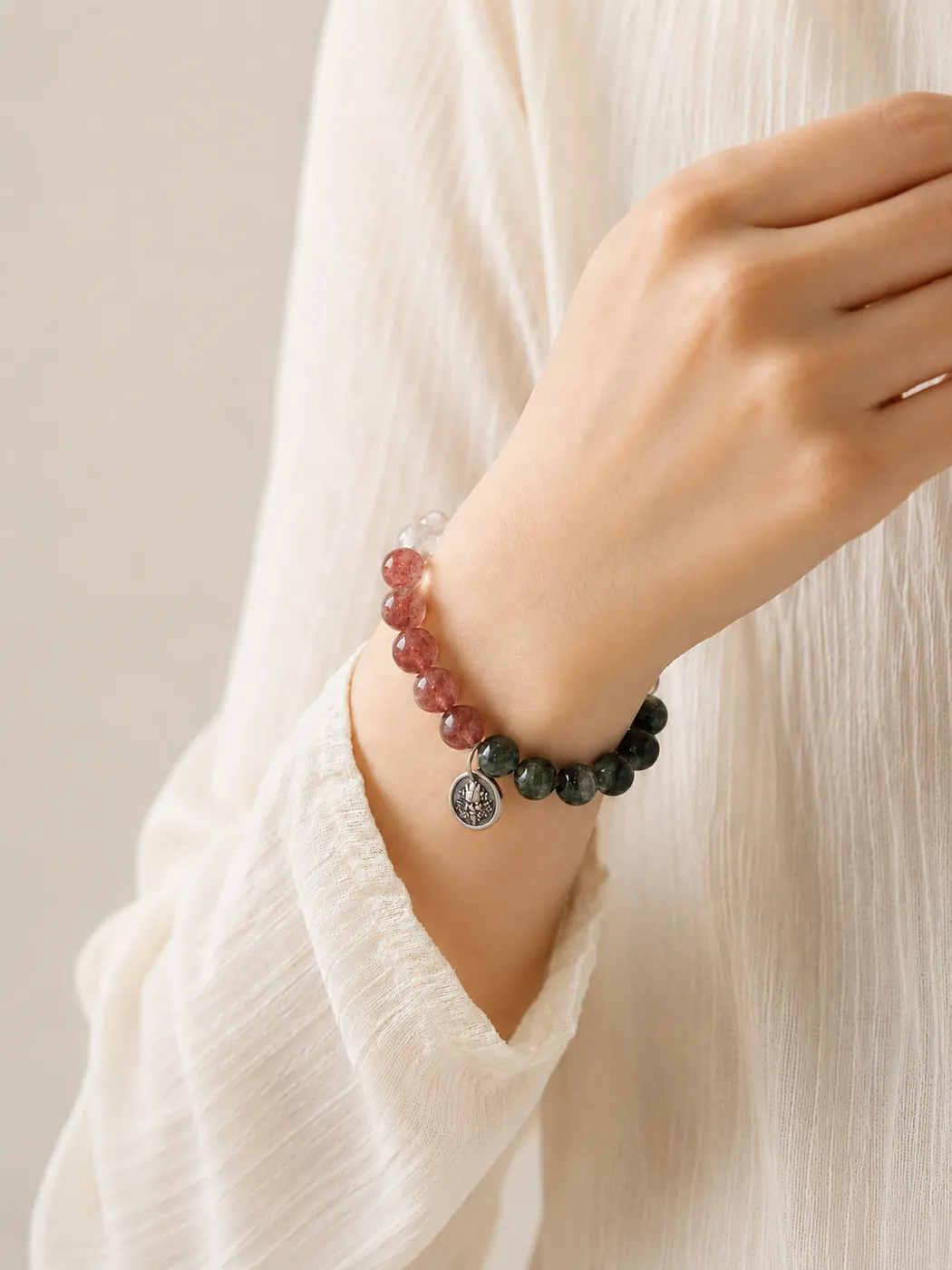 Lumoola Signature Bracelet Trio, styled on wrist, showing its distinctive color story