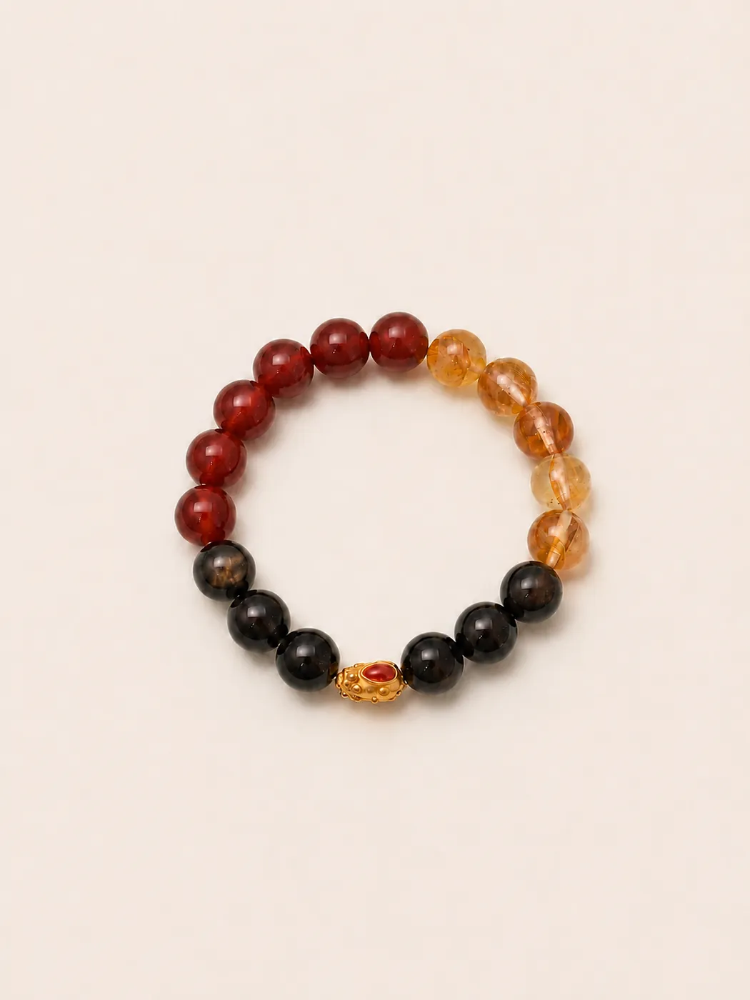 Sunset Ember Gold-Tone Accent Bracelet, front view, showing its distinctive color story